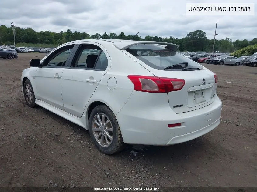 2012 Mitsubishi Lancer Sportback Es VIN: JA32X2HU6CU010888 Lot: 40214653