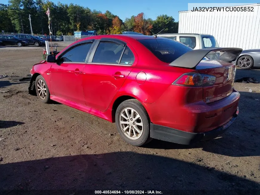 2012 Mitsubishi Lancer Se VIN: JA32V2FW1CU005852 Lot: 40534694