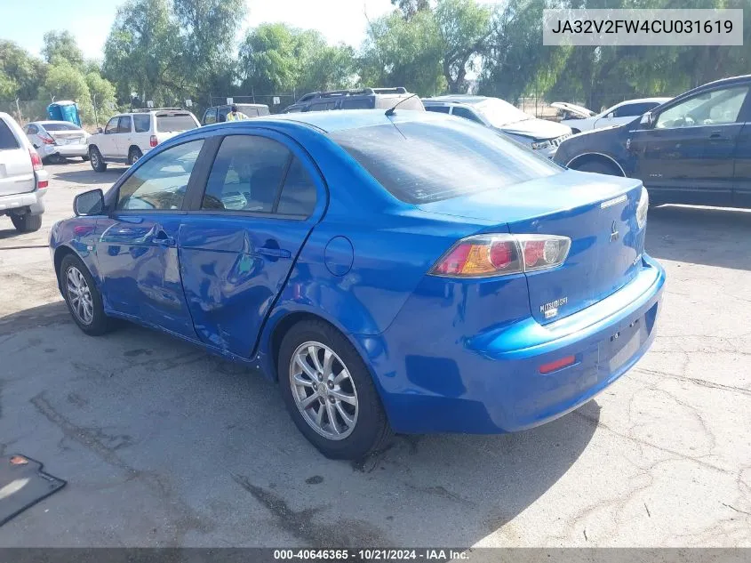 2012 Mitsubishi Lancer Se VIN: JA32V2FW4CU031619 Lot: 40646365