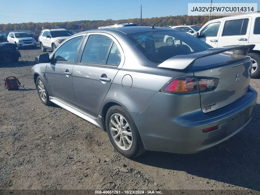 2012 Mitsubishi Lancer Se VIN: JA32V2FW7CU014314 Lot: 40651261