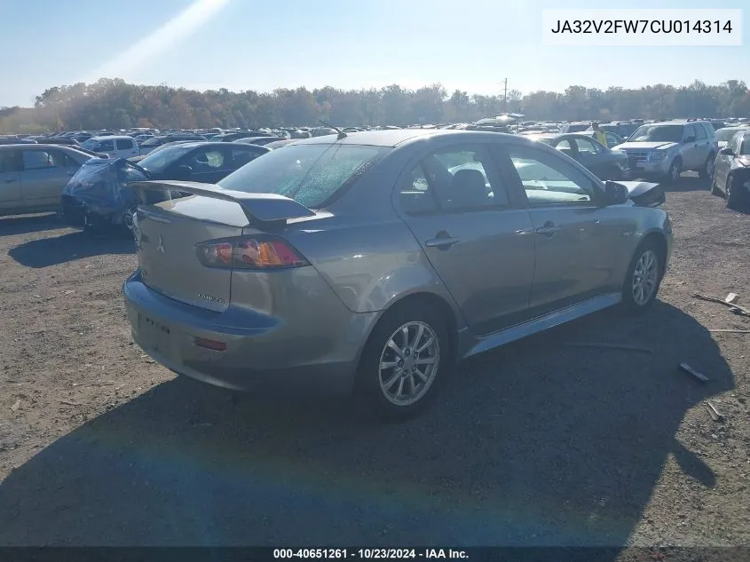 2012 Mitsubishi Lancer Se VIN: JA32V2FW7CU014314 Lot: 40651261