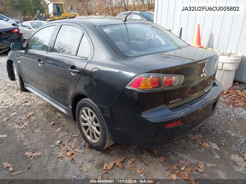 2012 Mitsubishi Lancer Es VIN: JA32U2FU6CU005802 Lot: 40809467