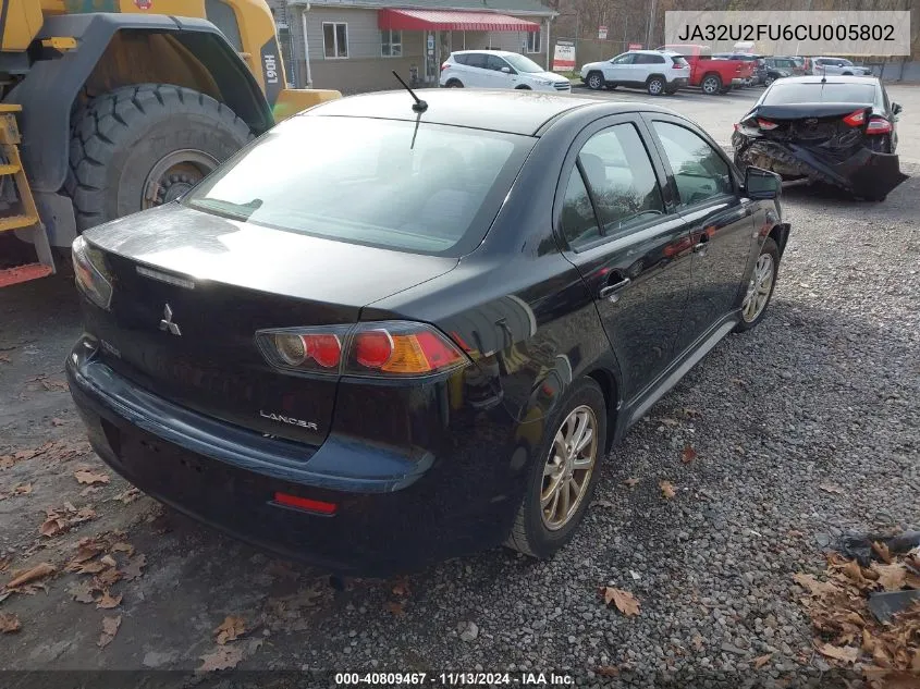 2012 Mitsubishi Lancer Es VIN: JA32U2FU6CU005802 Lot: 40809467