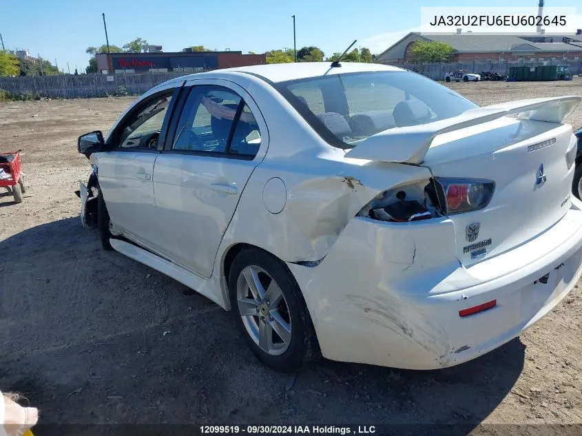 2014 Mitsubishi Lancer VIN: JA32U2FU6EU602645 Lot: 12099519