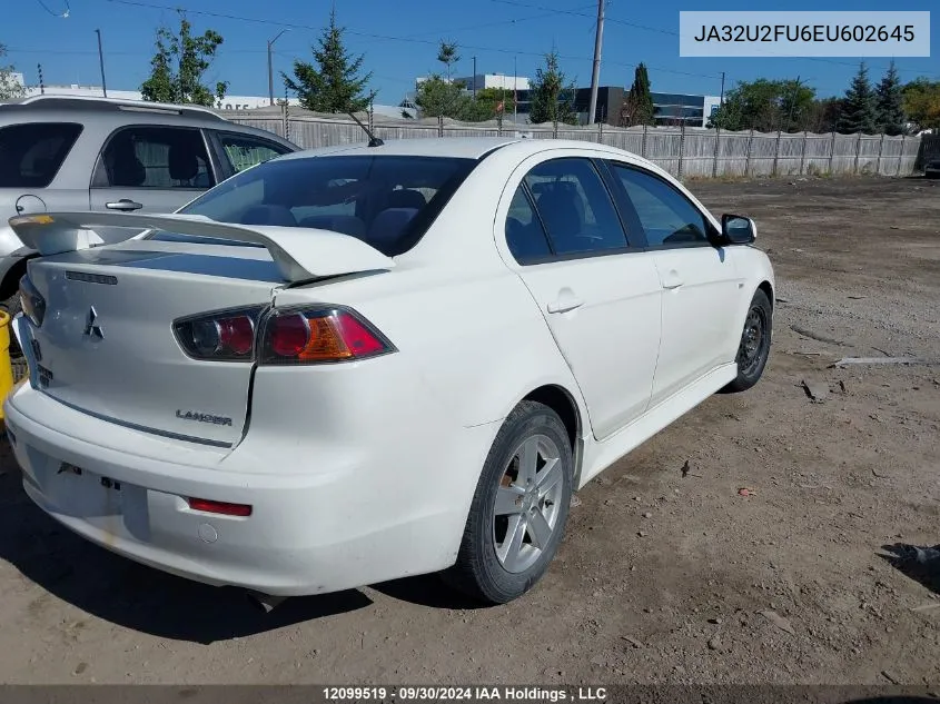 2014 Mitsubishi Lancer VIN: JA32U2FU6EU602645 Lot: 12099519