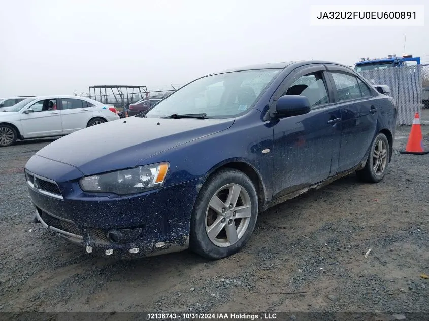 2014 Mitsubishi Lancer VIN: JA32U2FU0EU600891 Lot: 12138743