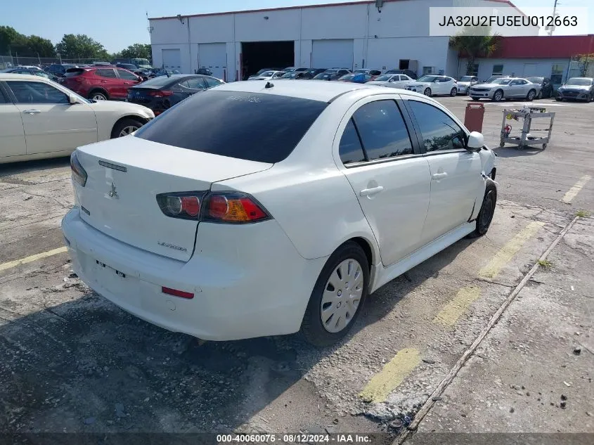 2014 Mitsubishi Lancer Es VIN: JA32U2FU5EU012663 Lot: 40060075