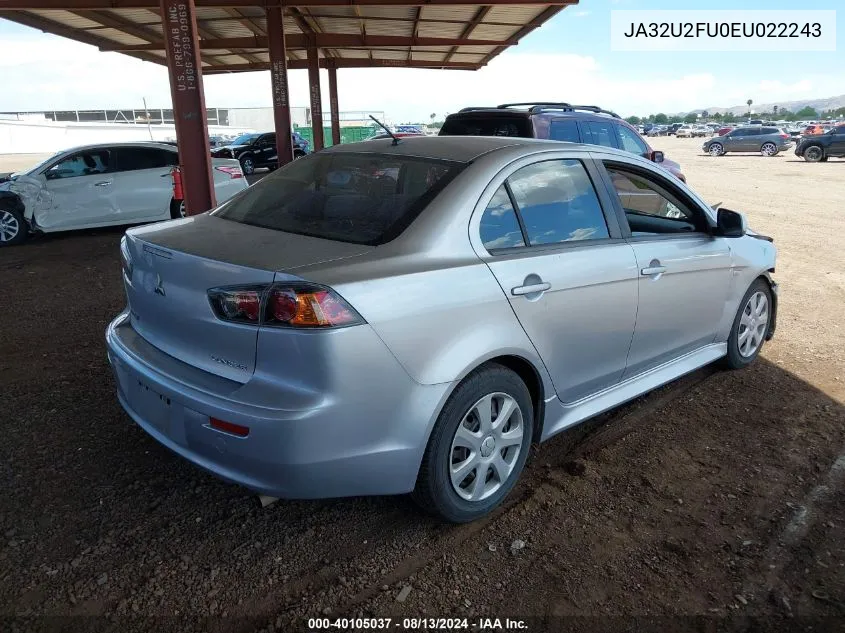 2014 Mitsubishi Lancer Es VIN: JA32U2FU0EU022243 Lot: 40105037