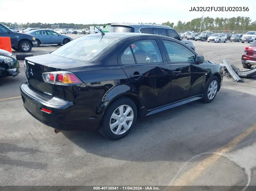 2014 Mitsubishi Lancer Es VIN: JA32U2FU3EU020356 Lot: 40738541