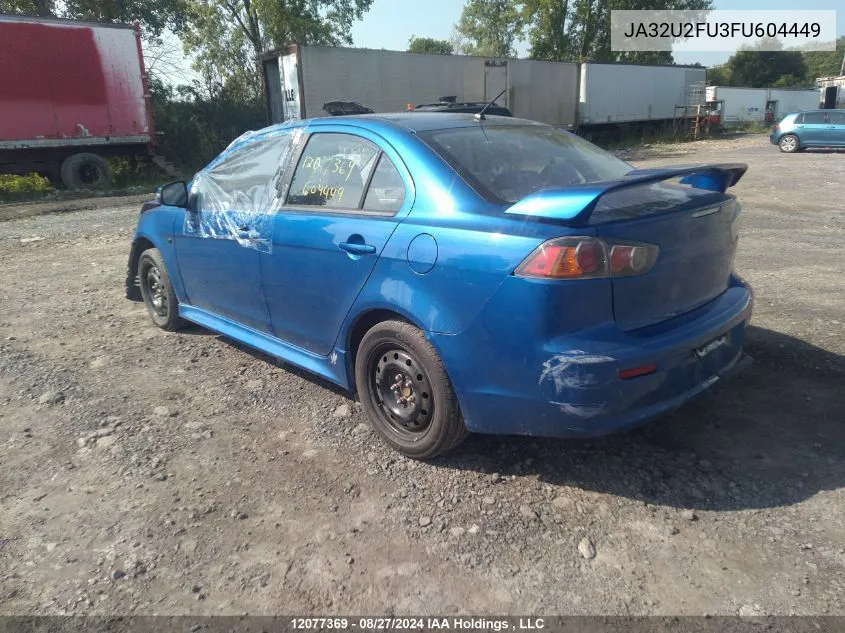 2015 Mitsubishi Lancer VIN: JA32U2FU3FU604449 Lot: 12077369