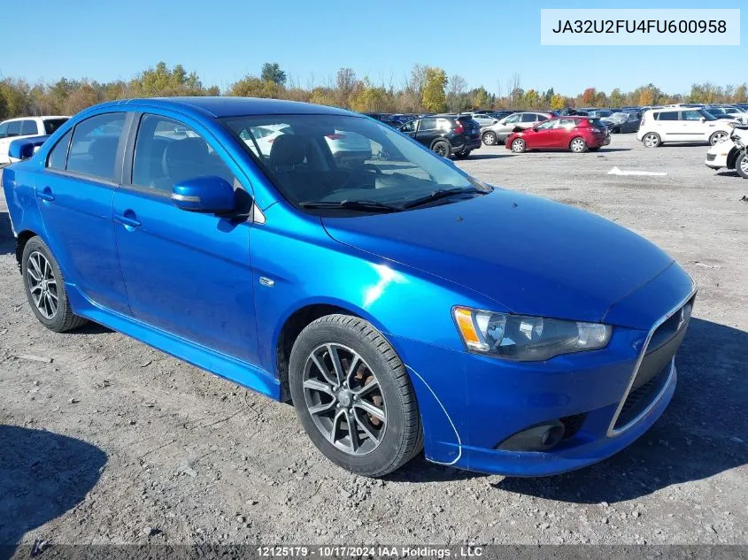 2015 Mitsubishi Lancer VIN: JA32U2FU4FU600958 Lot: 12125179