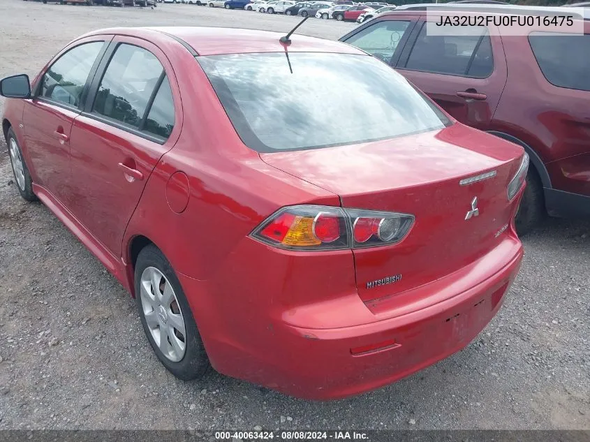 2015 Mitsubishi Lancer Es VIN: JA32U2FU0FU016475 Lot: 40063424