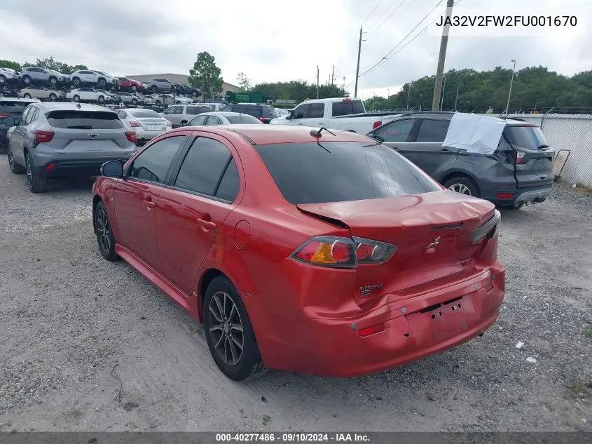 2015 Mitsubishi Lancer Se VIN: JA32V2FW2FU001670 Lot: 40277486