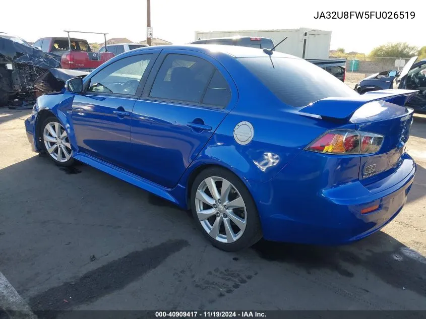 2015 Mitsubishi Lancer Gt VIN: JA32U8FW5FU026519 Lot: 40909417