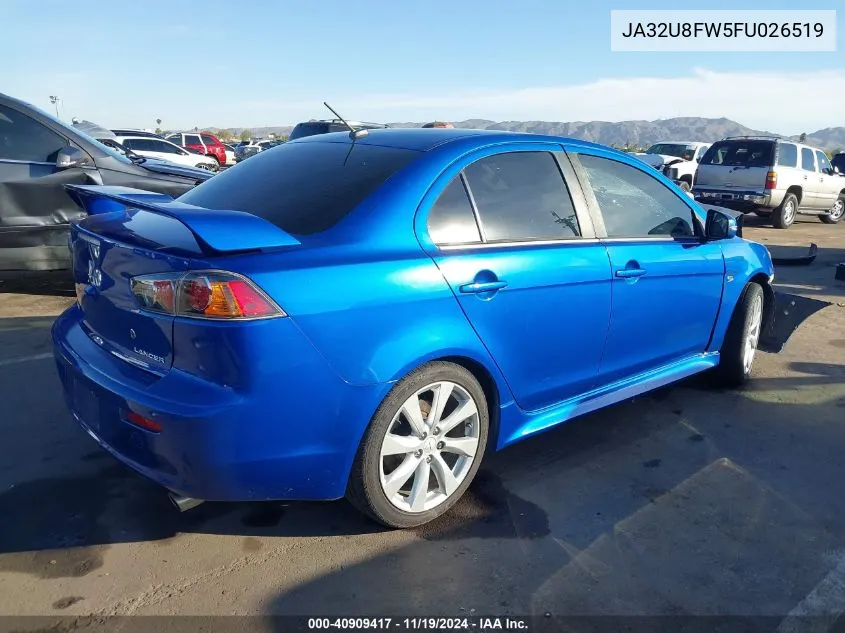 2015 Mitsubishi Lancer Gt VIN: JA32U8FW5FU026519 Lot: 40909417