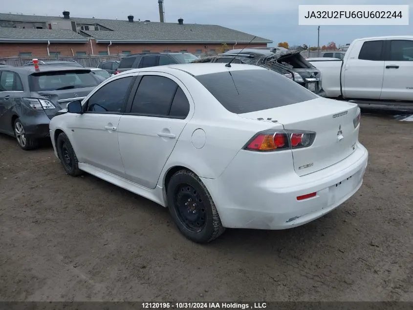 2016 Mitsubishi Lancer VIN: JA32U2FU6GU602244 Lot: 12120195