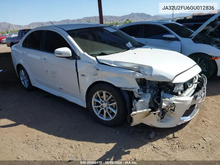 2016 Mitsubishi Lancer Es VIN: JA32U2FU6GU012836 Lot: 39386110