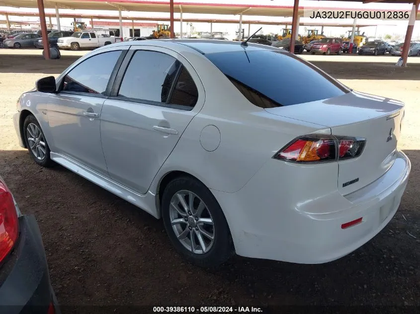 2016 Mitsubishi Lancer Es VIN: JA32U2FU6GU012836 Lot: 39386110