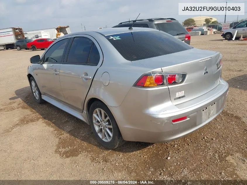 2016 Mitsubishi Lancer Es VIN: JA32U2FU9GU010403 Lot: 39559275