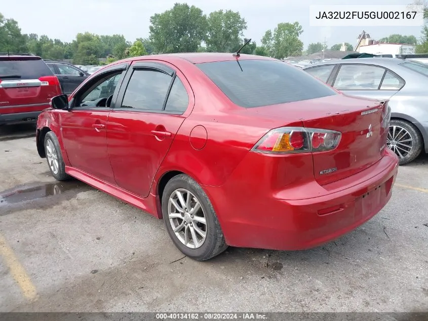 2016 Mitsubishi Lancer Es VIN: JA32U2FU5GU002167 Lot: 40134162