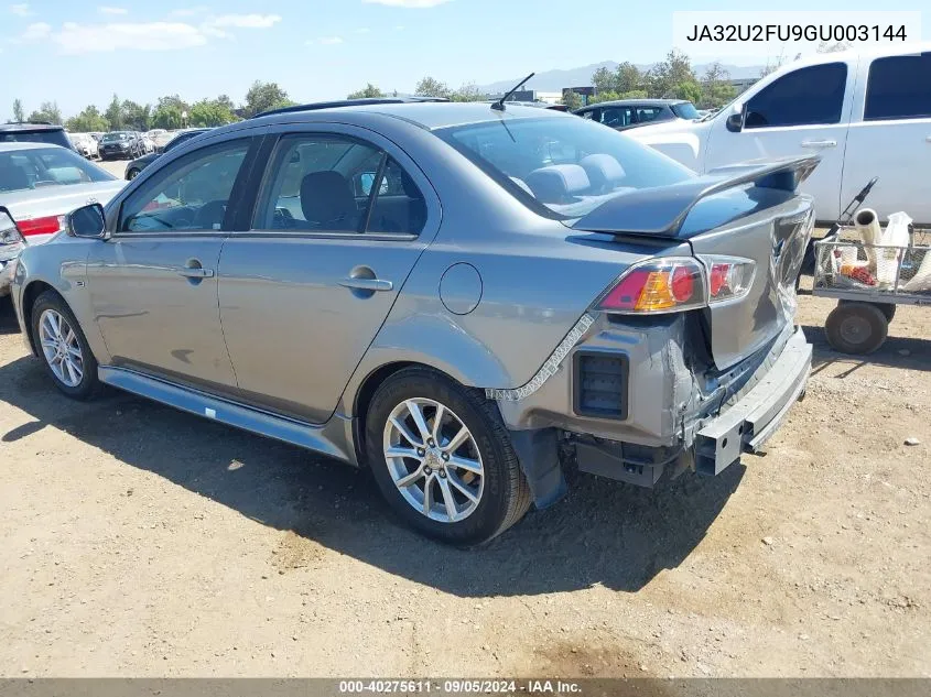 2016 Mitsubishi Lancer Es VIN: JA32U2FU9GU003144 Lot: 40275611