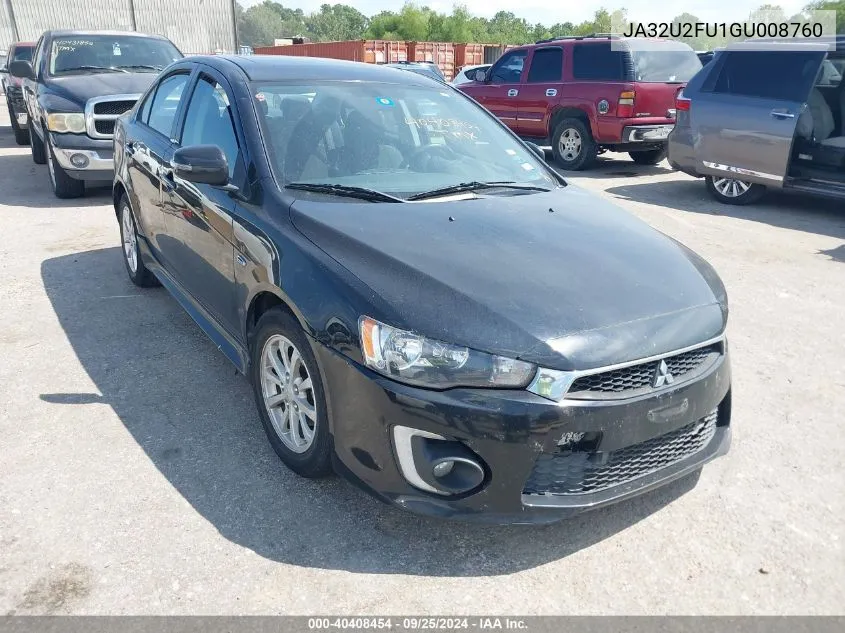 2016 Mitsubishi Lancer Es VIN: JA32U2FU1GU008760 Lot: 40408454