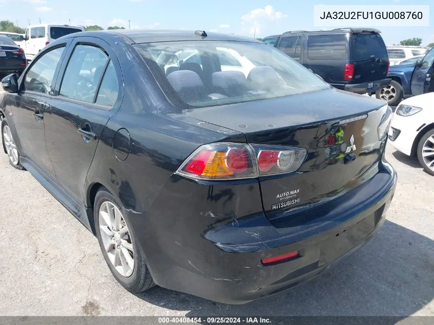 2016 Mitsubishi Lancer Es VIN: JA32U2FU1GU008760 Lot: 40408454