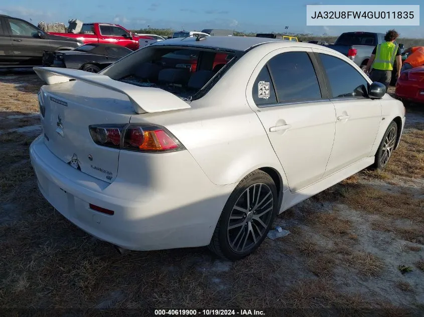 2016 Mitsubishi Lancer Gt VIN: JA32U8FW4GU011835 Lot: 40619900