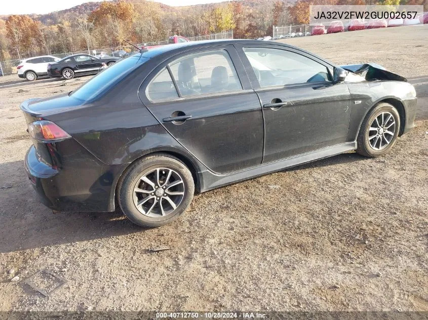 2016 Mitsubishi Lancer Sel VIN: JA32V2FW2GU002657 Lot: 40712750