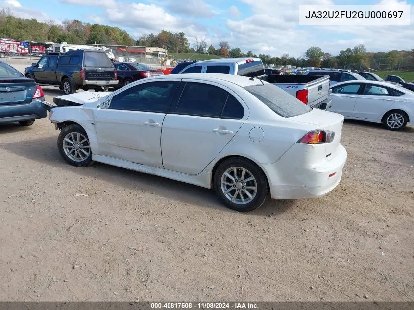 2016 Mitsubishi Lancer Es VIN: JA32U2FU2GU000697 Lot: 40817508