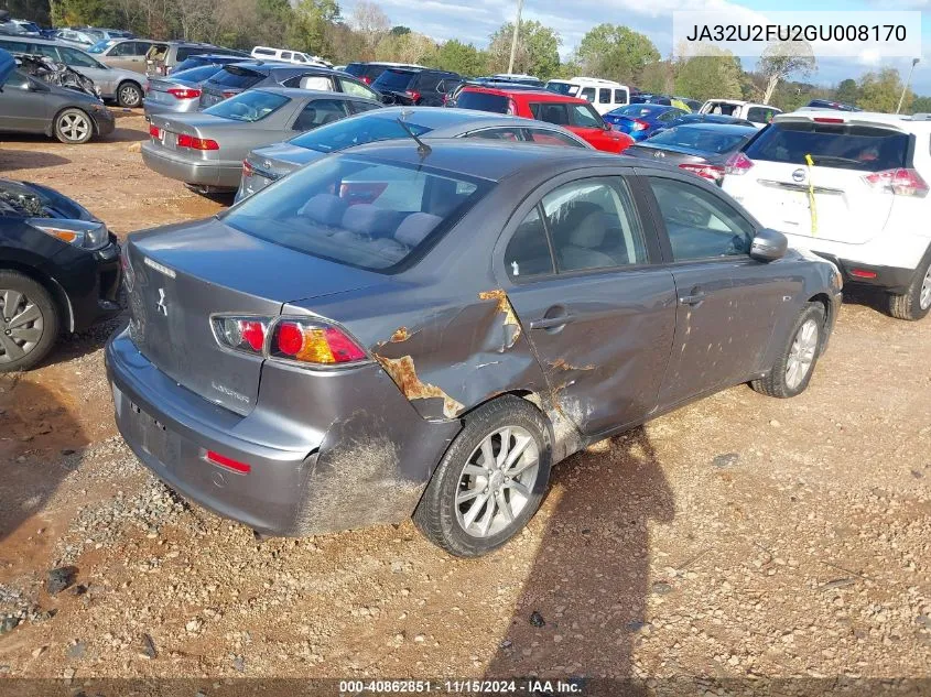 2016 Mitsubishi Lancer Es VIN: JA32U2FU2GU008170 Lot: 40862851