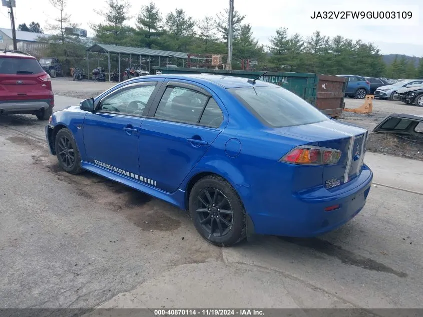 2016 Mitsubishi Lancer Es/Se/Sel VIN: JA32V2FW9GU003109 Lot: 40870114