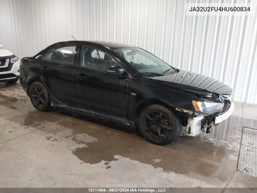 2017 Mitsubishi Lancer VIN: JA32U2FU4HU600834 Lot: 12111584