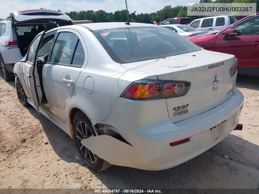 2017 Mitsubishi Lancer Es VIN: JA32U2FU0HU003387 Lot: 40034767