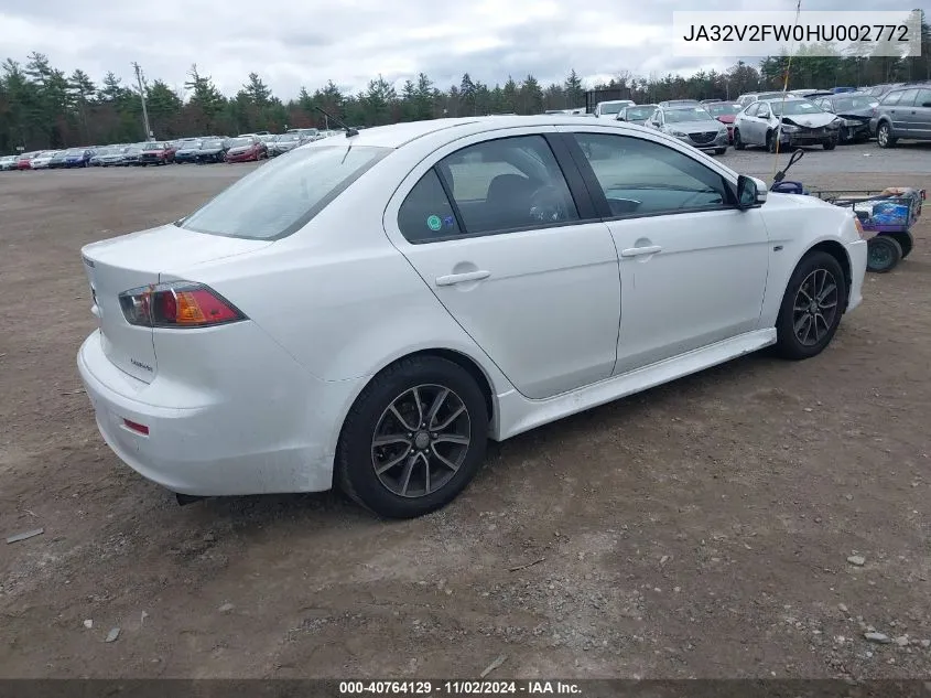 2017 Mitsubishi Lancer Es/Se/Sel VIN: JA32V2FW0HU002772 Lot: 40764129