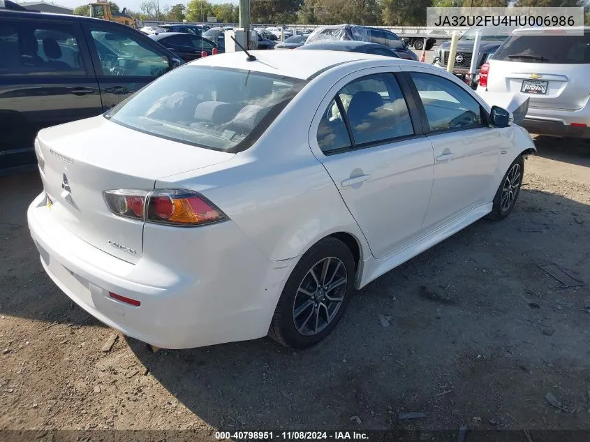 2017 Mitsubishi Lancer Es VIN: JA32U2FU4HU006986 Lot: 40798951