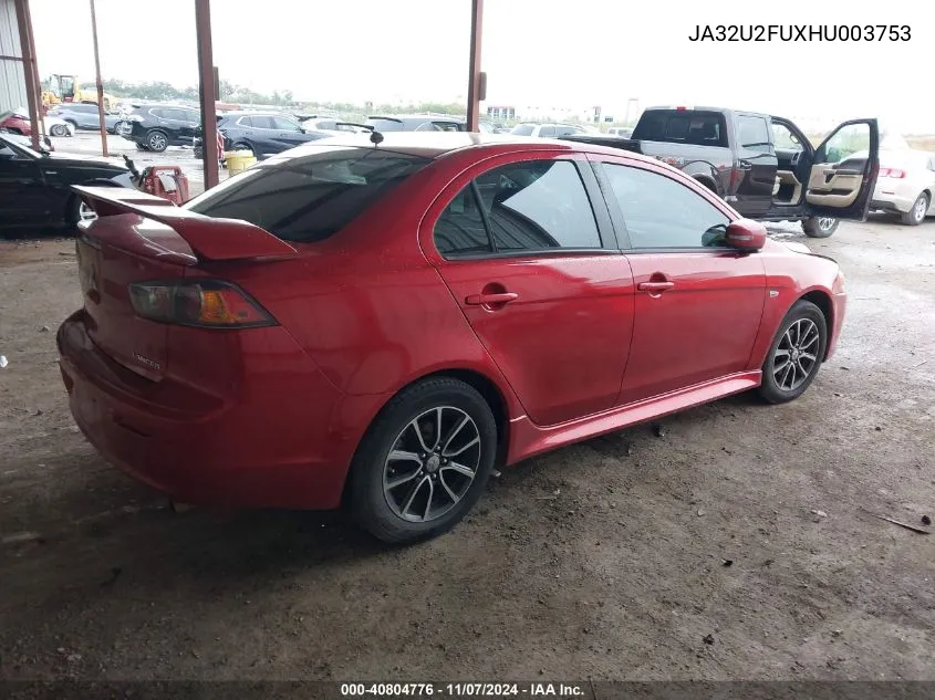 JA32U2FUXHU003753 2017 Mitsubishi Lancer Es/Le