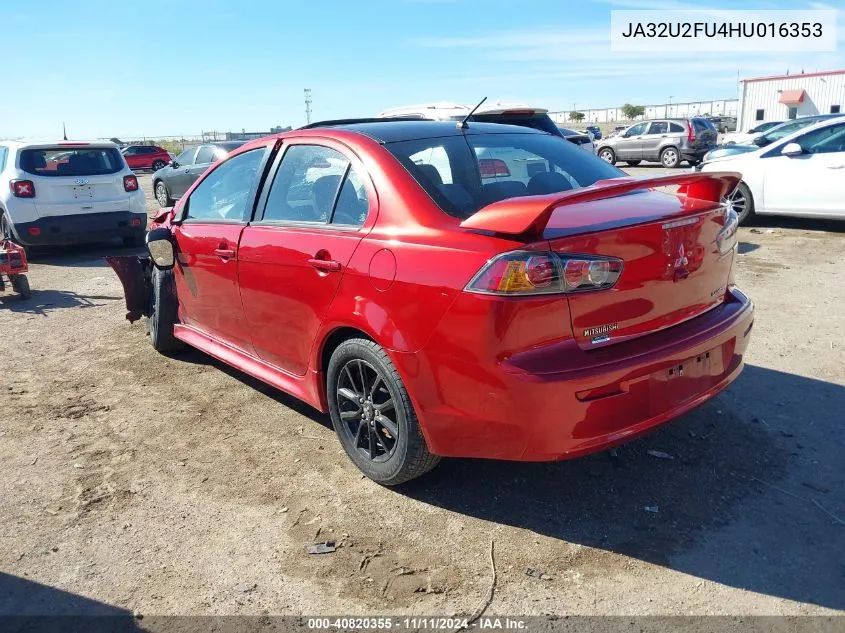 JA32U2FU4HU016353 2017 Mitsubishi Lancer Le