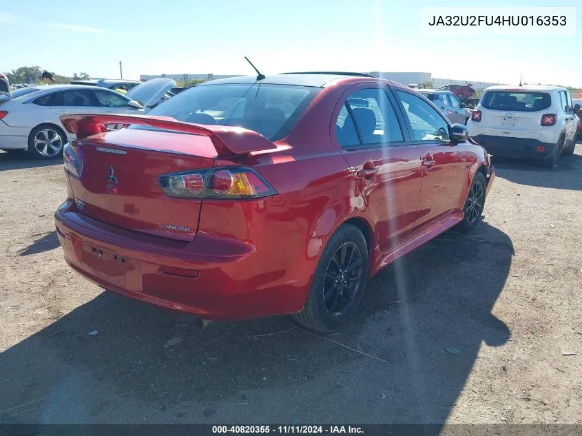 JA32U2FU4HU016353 2017 Mitsubishi Lancer Le