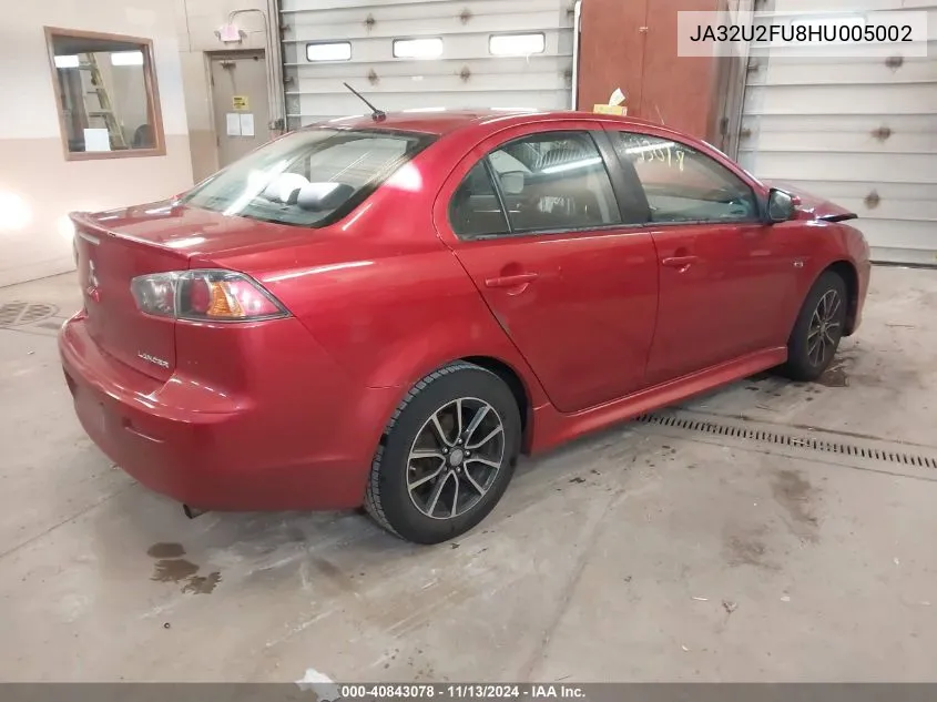 2017 Mitsubishi Lancer Es/Le VIN: JA32U2FU8HU005002 Lot: 40843078