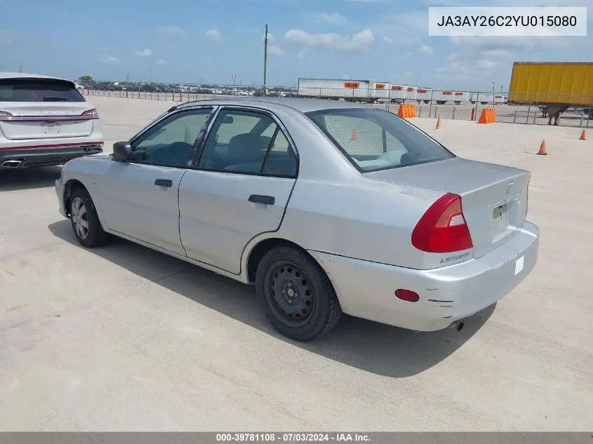 2000 Mitsubishi Mirage De VIN: JA3AY26C2YU015080 Lot: 39781108