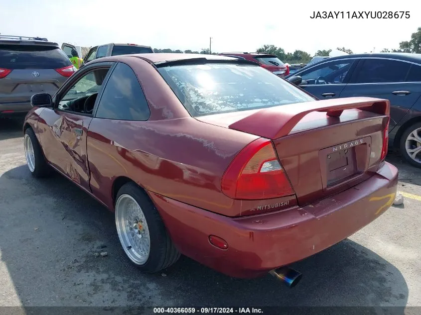 2000 Mitsubishi Mirage De VIN: JA3AY11AXYU028675 Lot: 40366059