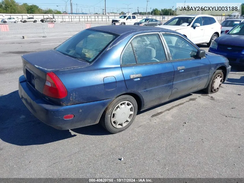 2000 Mitsubishi Mirage De VIN: JA3AY26CXYU003188 Lot: 40620755