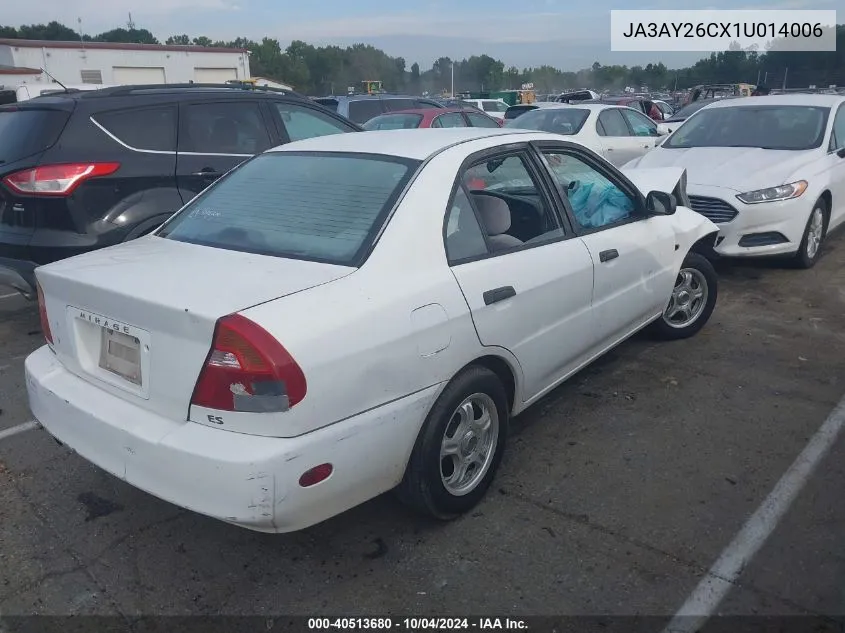 2001 Mitsubishi Mirage Es VIN: JA3AY26CX1U014006 Lot: 40513680