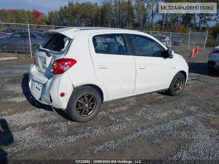 2014 Mitsubishi Mirage VIN: ML32A4HJ0EH015362 Lot: 12123052