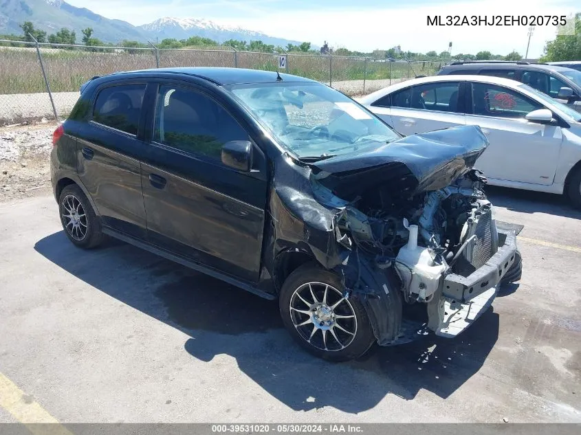 2014 Mitsubishi Mirage De VIN: ML32A3HJ2EH020735 Lot: 39531020