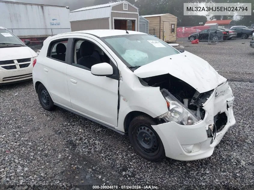 2014 Mitsubishi Mirage De VIN: ML32A3HJ5EH024794 Lot: 39924878