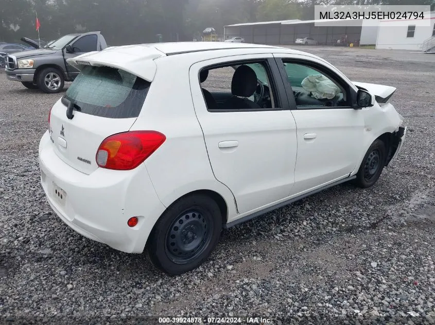 2014 Mitsubishi Mirage De VIN: ML32A3HJ5EH024794 Lot: 39924878