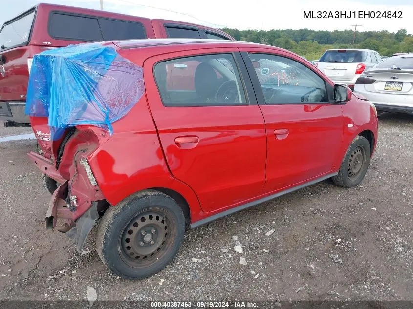 2014 Mitsubishi Mirage De VIN: ML32A3HJ1EH024842 Lot: 40387463