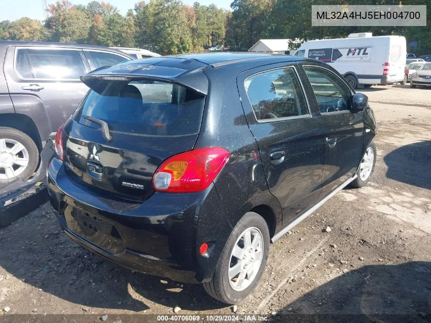 2014 Mitsubishi Mirage Es VIN: ML32A4HJ5EH004700 Lot: 40706069